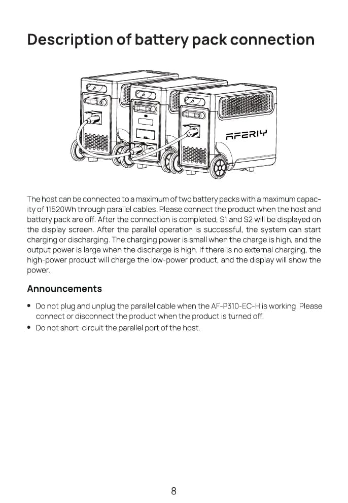 Description of battery pack connection