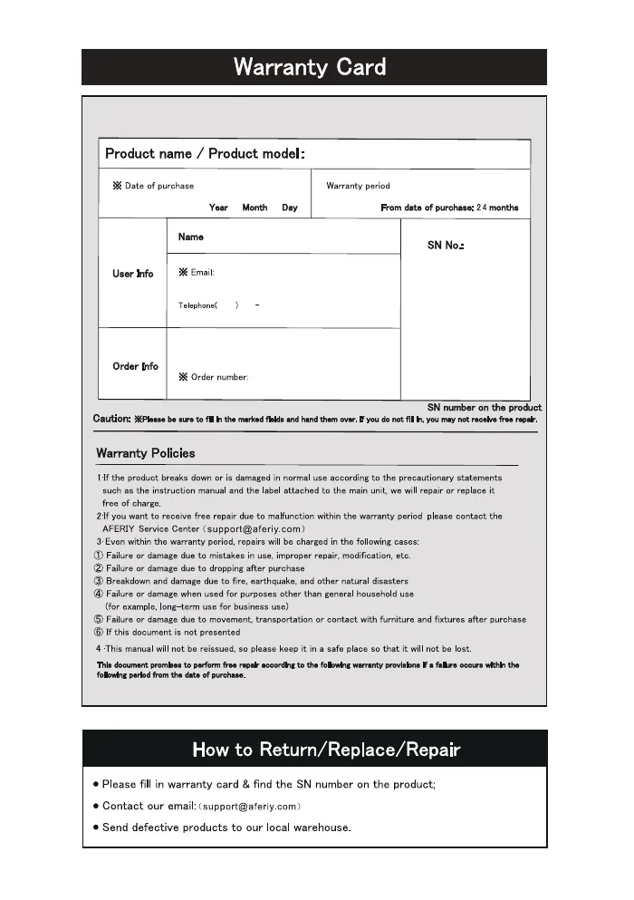 Warranty Card