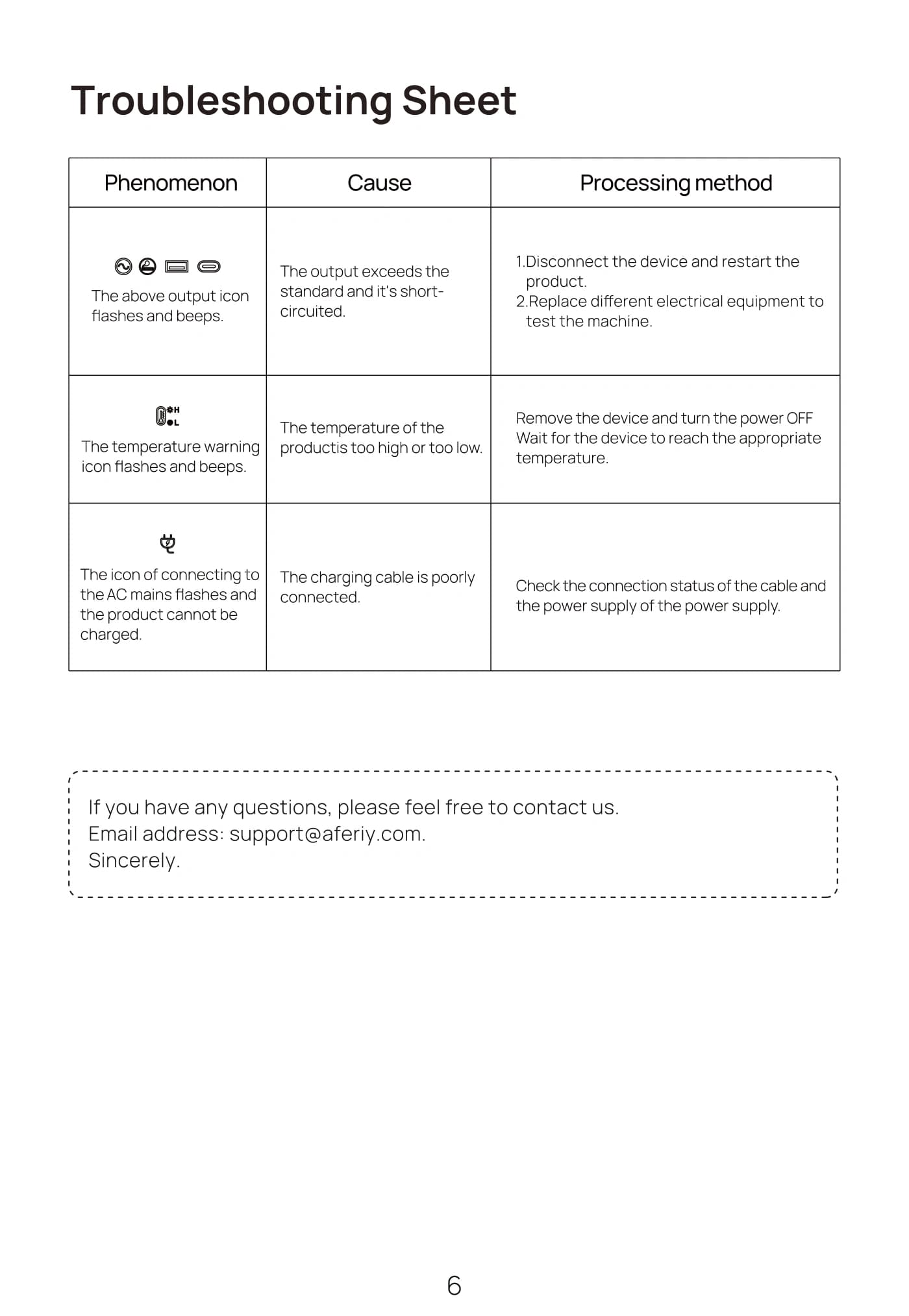 Оригінальна сторінка 10 з PDF-manual AFERIY AF-P180