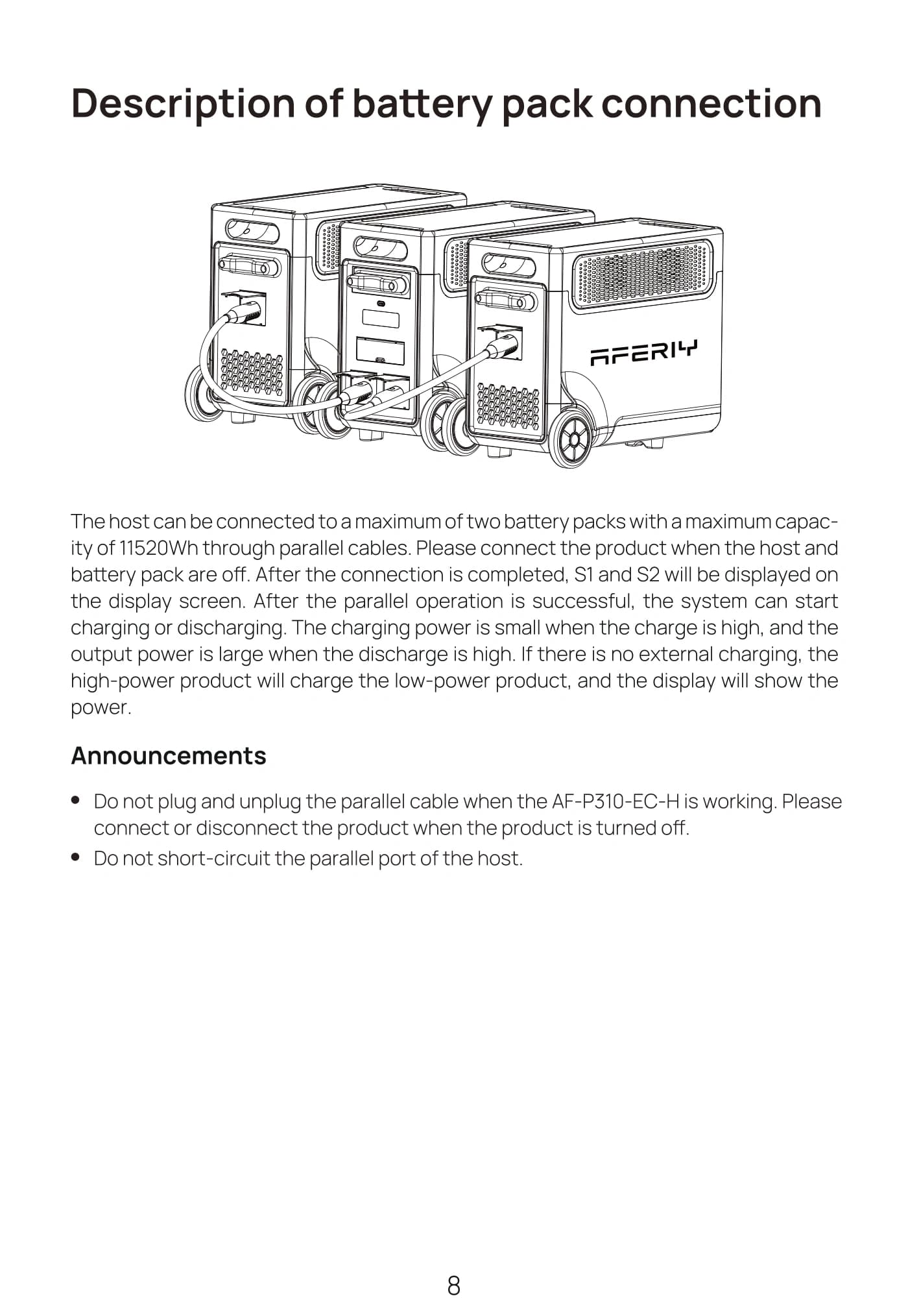 Description of battery pack connection