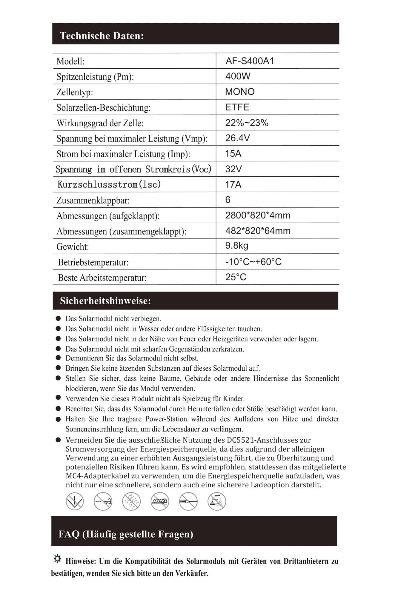 Оригінальна сторінка 8 з PDF-manual AFERIY AF-S400A1